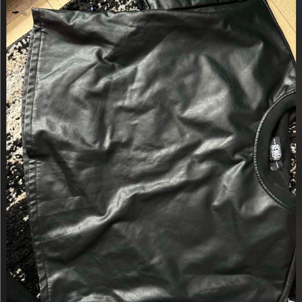 Faux Leather Black Cropped Top women’s medium